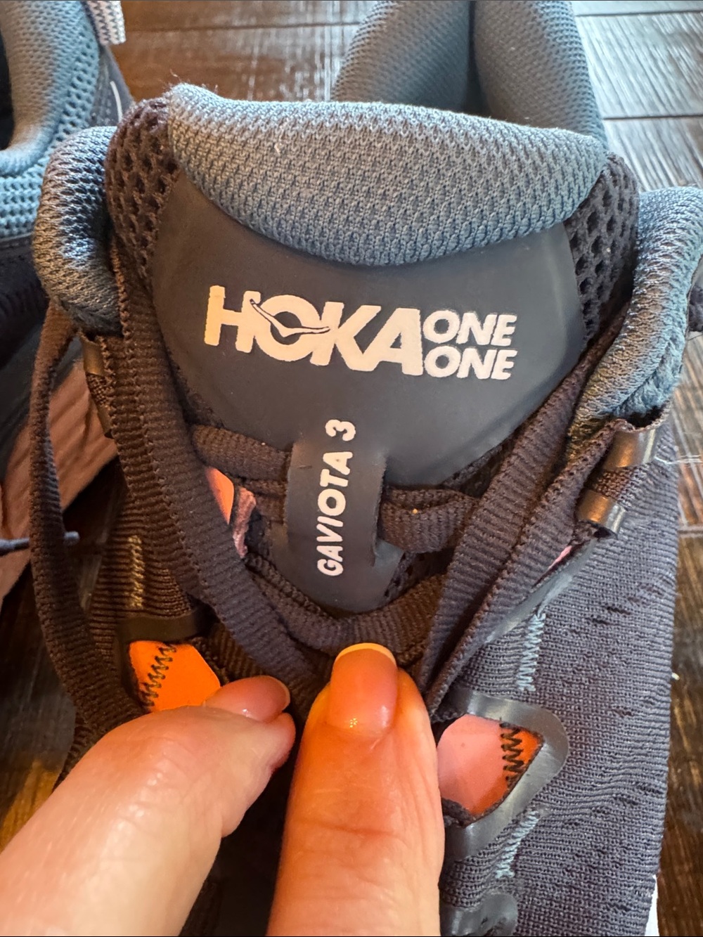 Hoka Women's Athletic Shoes in Navy Blue and White - Picture 2 of 8